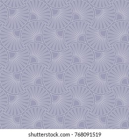 Art Deco Seamless Pattern. Geometric Floral decorative texture. Vector Leaves stylish background. Abstract sea shell illustration.