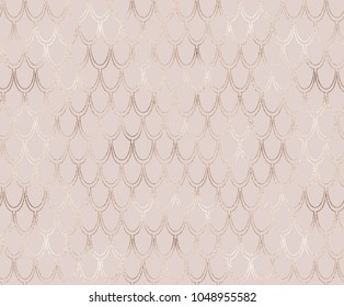 Art deco seamless pattern with gold geometric shapes and golden glitter texture.
