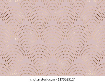 Art Deco Seamless Pattern With Gold Fan Tiles.