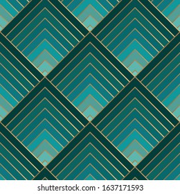 Art deco seamless pattern gold and blue colors.