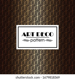 Art deco seamless pattern in gold color on an isolated black background or gold exclusive background. EPS 10 vector.