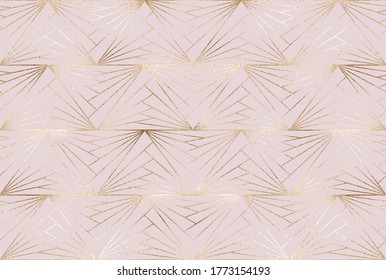 Art deco seamless pattern with gold  decorative triangle tiles.