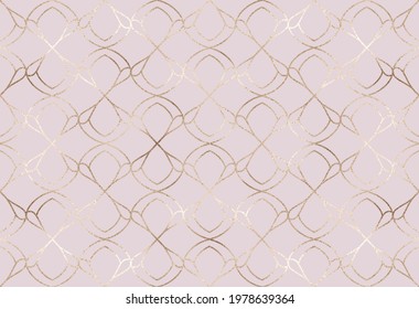 Art deco seamless pattern with gold decorative fan tile.