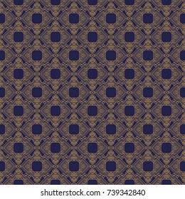 Art deco seamless pattern gold style on cyan background for decoration, greeting card, wedding invitation, textile, poster. Arabic background. Vector Illustration