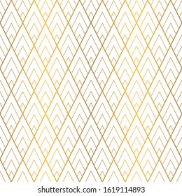 Art Deco Seamless Pattern. Golden luxury vintage background. Fan scales ornaments. Geometric decorative retro papers. Vector 1920s design. Vintage illustration.