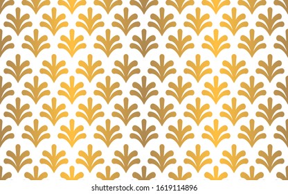 Art Deco Seamless Pattern. Golden luxury vintage background. Fan scales ornaments. Geometric decorative retro papers. Vector 1920s design. Vintage illustration.