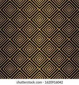 Art Deco Seamless Pattern. Golden luxury vintage background. Fan scales ornaments. Geometric decorative retro papers. Vector 1920s design. Vintage illustration.