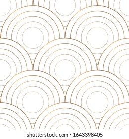 Art deco seamless pattern golden on white background.