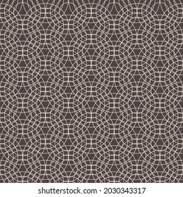Patrón art déco sin fisuras de muchos círculos dibujados con un contorno delgado para telas modernas, textiles, almohadas decorativas. Fondo oscuro. Vector.