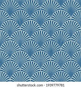 Art deco seamless pattern. Minimalistic geometric design. 
Vintage elegant background. Fan style texture in blue and gray.