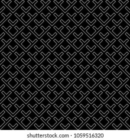 Art deco seamless pattern. Modern stylish geometric texture with regularly repeating corner lines. Vector element of graphic design. Black. White