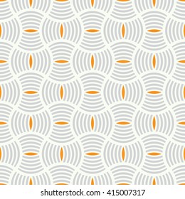 Art deco seamless pattern. Modern stylish texture. Repeating geometrical shapes, arcs, ovals, waves. Vector element of graphic design