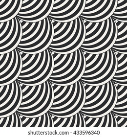 Art deco seamless pattern. Modern stylish texture. Repeating geometrical shapes, arched scales, arcs. Vector element of graphic design. Vector abstract seamless background 