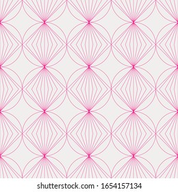 Art Deco seamless pattern. Art deco pattern with pink rhombuses on a light background. Art deco vector geometric pattern. Modern art deco pattern.