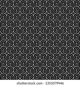 Art Deco Seamless Pattern - Repeating pattern design with art deco motif in black and white