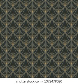 Art Deco Seamless Pattern - Repeating pattern design with art deco motif in anthracite and vintage gold
