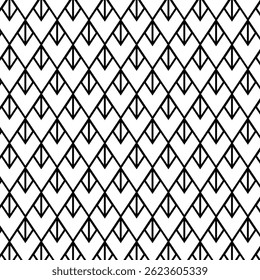 Padrão sem emenda art déco. Padrão de linha de repetição. Abstrato diamante retículo rhomb Geometria padrão sem costura. Ilustração de linha gráfica vetorial. Abstrato preto e branco Para logotipo, web, pacote, adesivo.