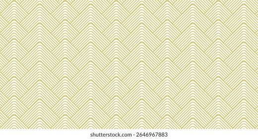 Art deco seamless pattern. Repeating line patern. Abstract diamond lattice. Gold triangle background. Repeating geometric rhomb graphic. Repeat reticulated egypt design for prints. Vector illustration