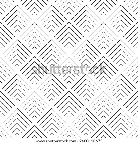 Art deco seamless pattern. Repeating abstract triangle lattice. Black rhomb isolated on white background. Repeating geometric graphic. Repeat reticulated egypt design for prints. Vector illustration