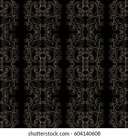Art deco seamless pattern. Retro backgrounds, gold and black color. Style 1920's, 1930's. Vector illustration.