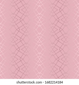 Art-Deco nahtloses Muster mit rosaroten rosa Farbverlauf-Struktur geometrischen Formen. Abstrakter Modehintergrund. Tiles geometrisches Art Deco Linien Vektorillustration nahtlose Muster in rosafarbenen, nackten Rosenfarben.
