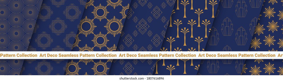Art deco seamless pattern set
