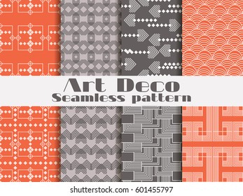 Art deco seamless pattern. Set retro backgrounds. Style 1920's, 1930's. Vector illustration