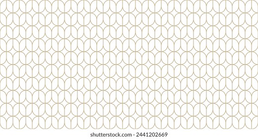 Art deco seamless pattern with striped line and oval shape, vector illustration.	