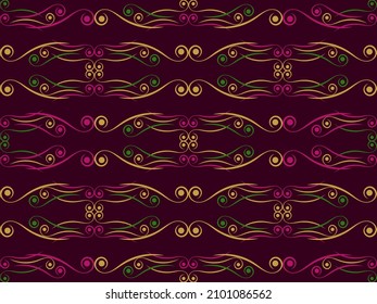 Art deco seamless pattern with swirls. Vintage background in the Art Nouveau style of the 1920s - 1930s. Linear art. Design for wallpaper, wrapping paper and fabric printing. Vector illustration