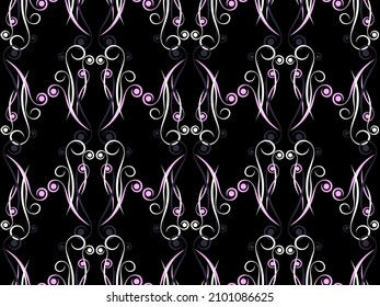 Art deco seamless pattern with swirls. Vintage background in the Art Nouveau style of the 1920s - 1930s. Linear art. Design for wallpaper, wrapping paper and fabric printing. Vector illustration