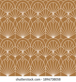 Art Deco Seamless Pattern in a Trendy minimal Linear Style. Vector Abstract Retro background with Geometric Shapes. For packaging, fabric printing, wallpaper, covers