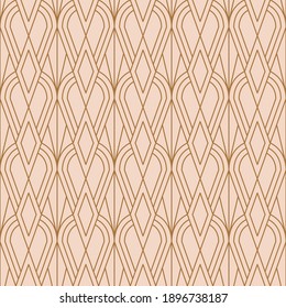 Art Deco Seamless Pattern in a Trendy minimal Linear Style. Vector Abstract Retro background with Geometric Shapes. For packaging, fabric printing, branding, wallpaper
