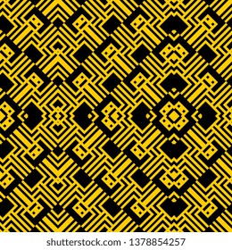 Art Deco seamless pattern, yellow black geometric background.High-resolution seamless texture