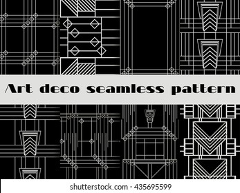 Art deco seamless patterns. Set retro backgrounds. Style 1920's, 1930's.