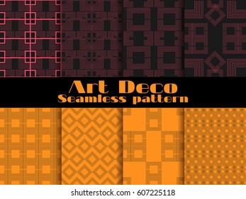 Art deco seamless patterns. Set retro backgrounds. Style 1920's, 1930's.