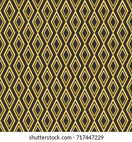 Art deco seamless rhombus golden pattern. Modern stylish texture with repeating geometrical ornament. Vector abstract seamless background