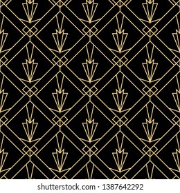 Art deco seamless simple fashion pattern. Repeating modern luxury minimal geometric linebackground. Retro and vintage illustration. Golden fabric cover 1920 style. Nouveau elegant shell backdrop