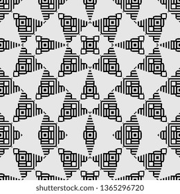 Art Deco Seamless style pattern with tribal aztec motives. Abstract wallpaper with grunge effect white black