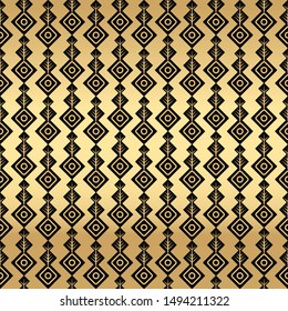 Art Deco seamless vintage pattern. Abstract geometric ornament on golden background