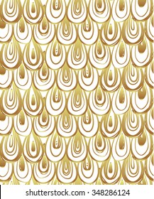 Art Deco seamless vintage pattern (1920's style) Scale or feather, abstract ornament.  Elegant linear ornament. Repetition background for textiles , wrapping paper or wallpapers.  Vector illustration.