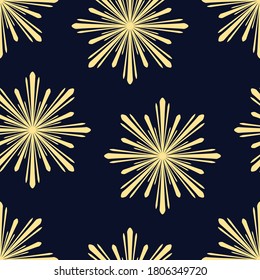 Art Deco seamless vintage wallpaper pattern in gold with dark blue background. Geometric decorative background