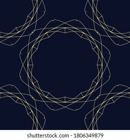 Art Deco seamless vintage wallpaper pattern in gold with dark blue background. Geometric decorative background