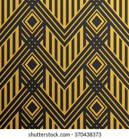 Art Deco seamless vintage wallpaper pattern. Geometric vector golden decorative pattern