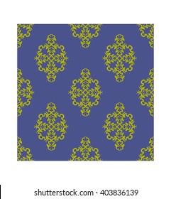 Art deco seamless vitage pattern design vector wallpaper. Artwork seamless 
 arabic background. Pistachio-colored seamless vector pattern on a blue background.