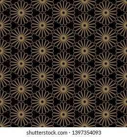 Art deco seamlesss pattern design - gold lines on black background