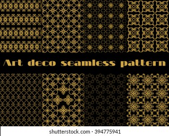 Art Deco. Set of seamless patterns. Vector.