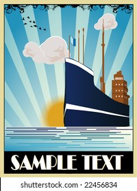 Art deco ship vector