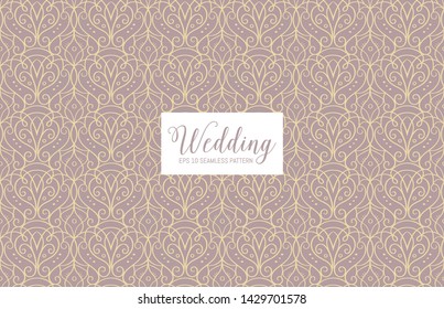Art deco single line seamless pattern. Perfect for wedding invitations, elegant greeting cards, backgrounds and wallpapers. Brown and yellow background.