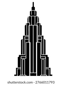 Art Deco Skyscraper Building Silhouette Vector Illustration for Architecture Firm Branding Creative Urban Cityscape and New York Landmark Professional Design
