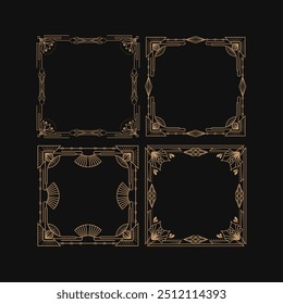 Art Deco Quadratische Rahmengrafik